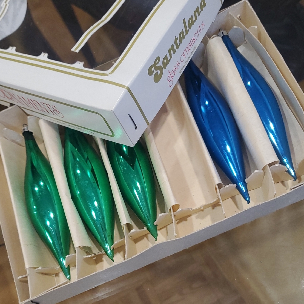 Santaland Mercury Glass Ornaments Set Of 5 With Box